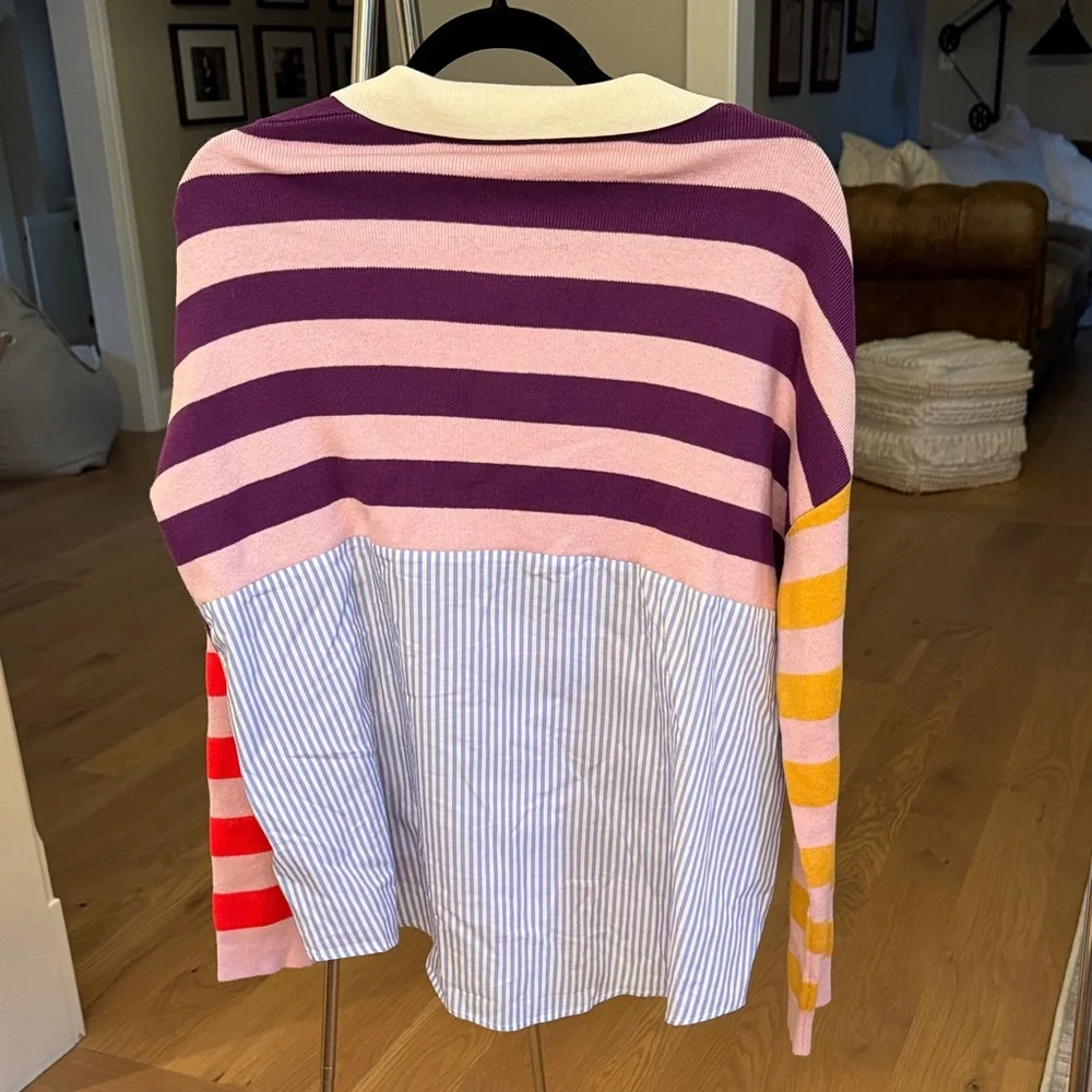 KULE V-Neck Striped Sweater - Purple, Pink, Red, Yellow - Picture 3 of 3